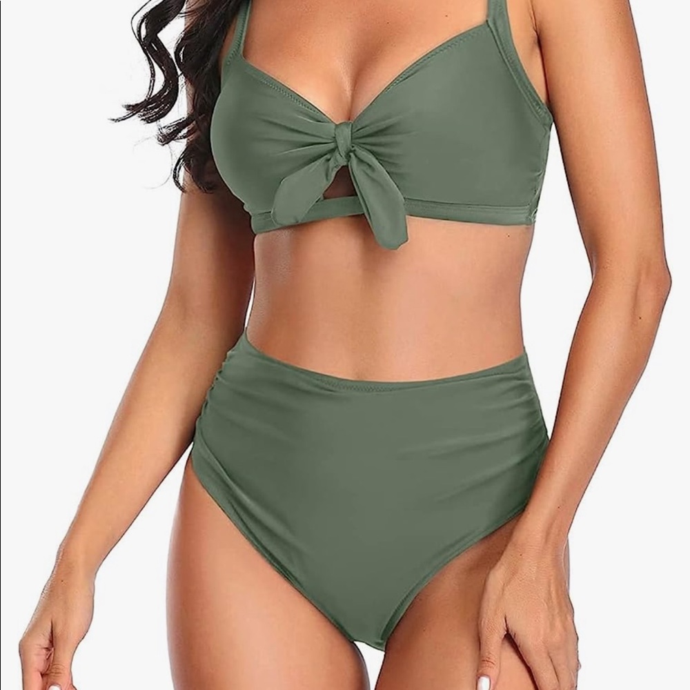 Womens XS highwaist bikini | olive green | Tempt Me Brand